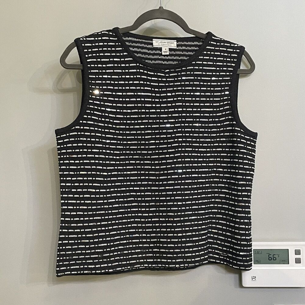 St. John Sport Wool Blend Textured Sleeveless Pullover Womens Small EUC